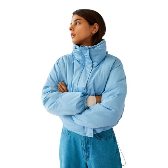 BDG Isla Lightweight Funnel Neck Puffer Jacket Light Blue Size XS - Picture 13 of 14